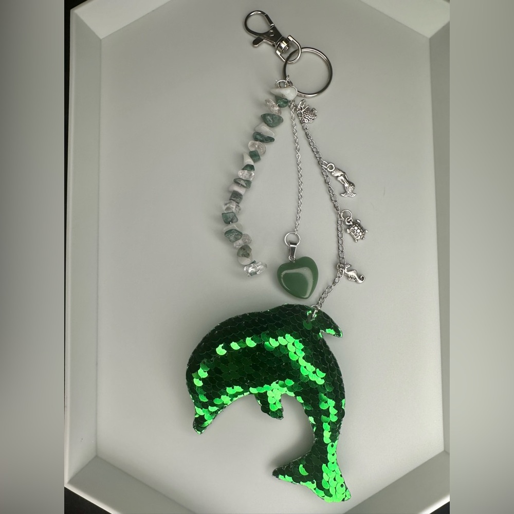 Handmade Dolphin Keychain with Crystals